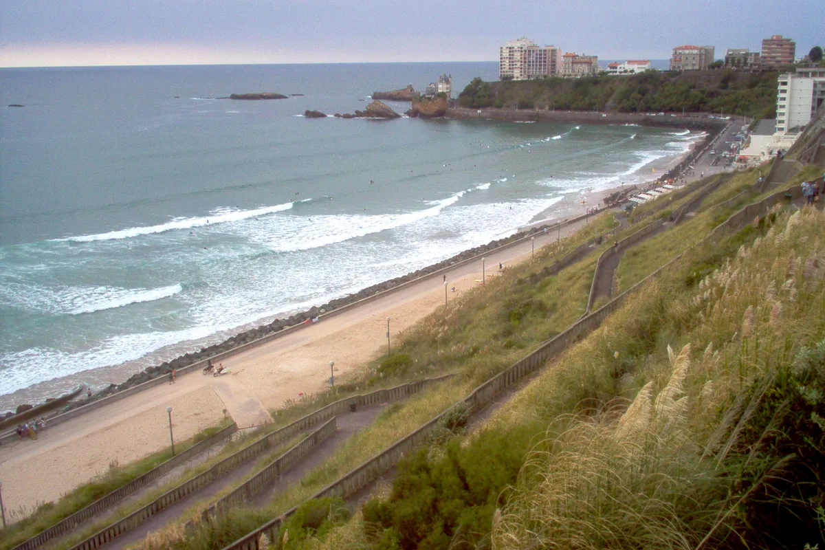 The Côte des Basques beach and promenade in Biarritz