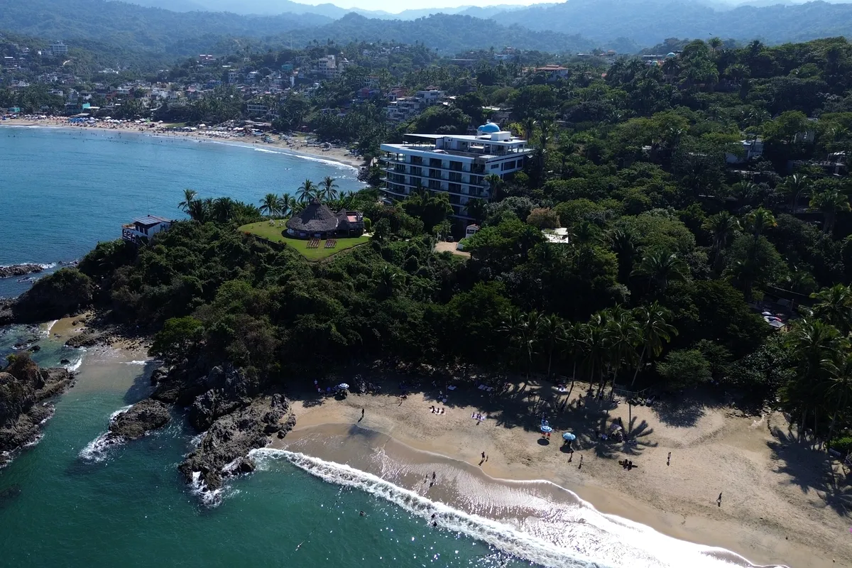 Aerial view of Playa de los Muertos near Sayulita, Mexico