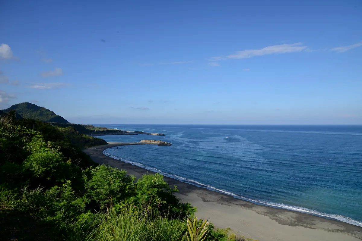 The coast looking towards Jinzun, Taitung, on a sunny day