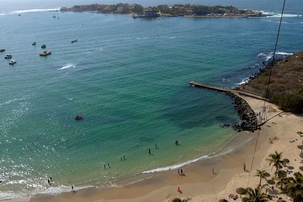 Aerial view of Ngor and its bay at the western tip of Dakar