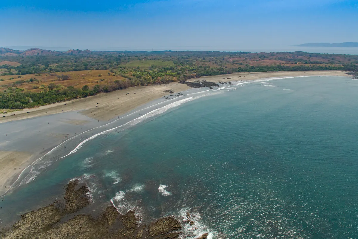 Aerial view of the bay and point at Santa Catalina, Panama