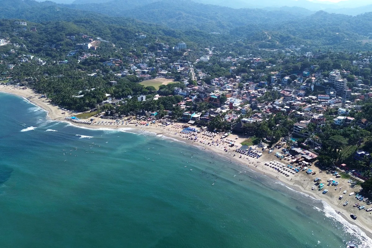 Aerial view of Sayulita beach and town on the Riviera Nayarit