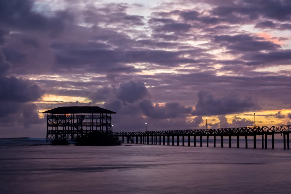 The Cloud 9 boardwalk at dusk, Siargao