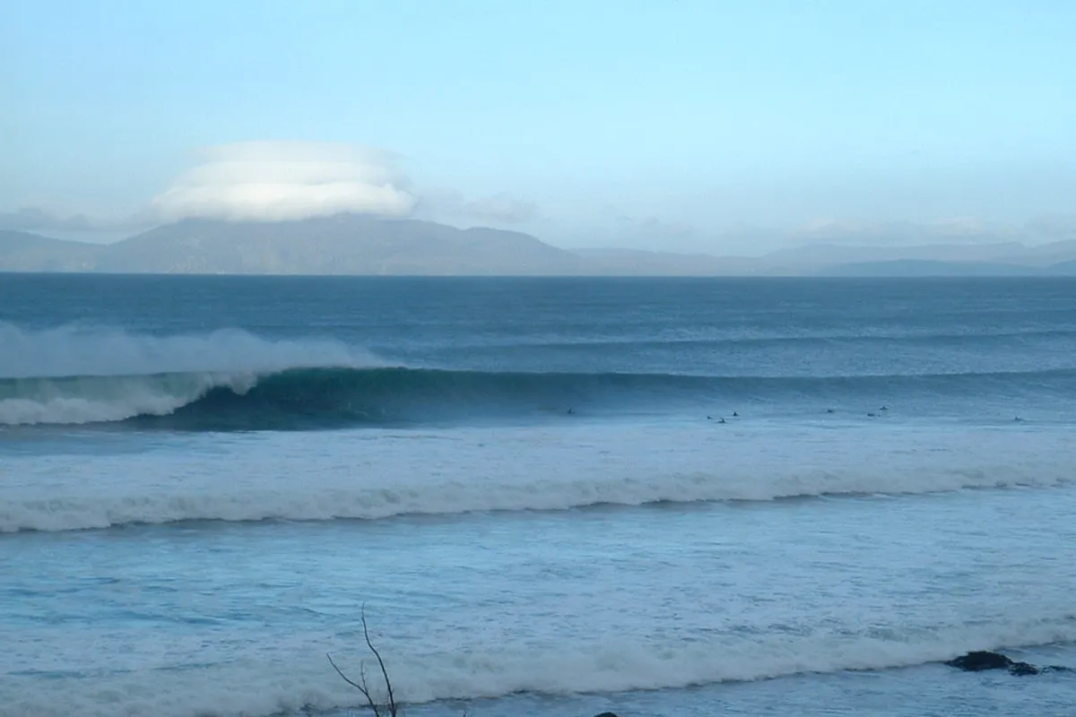 Clean lines of Atlantic swell rolling in at Strandhill, County Sligo