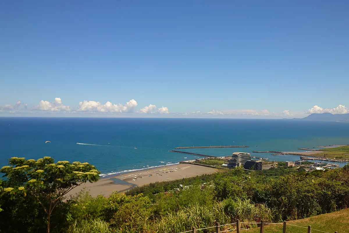 Wai'ao Beach and Wushi Harbour on the Yilan coast, with Guishan Island offshore